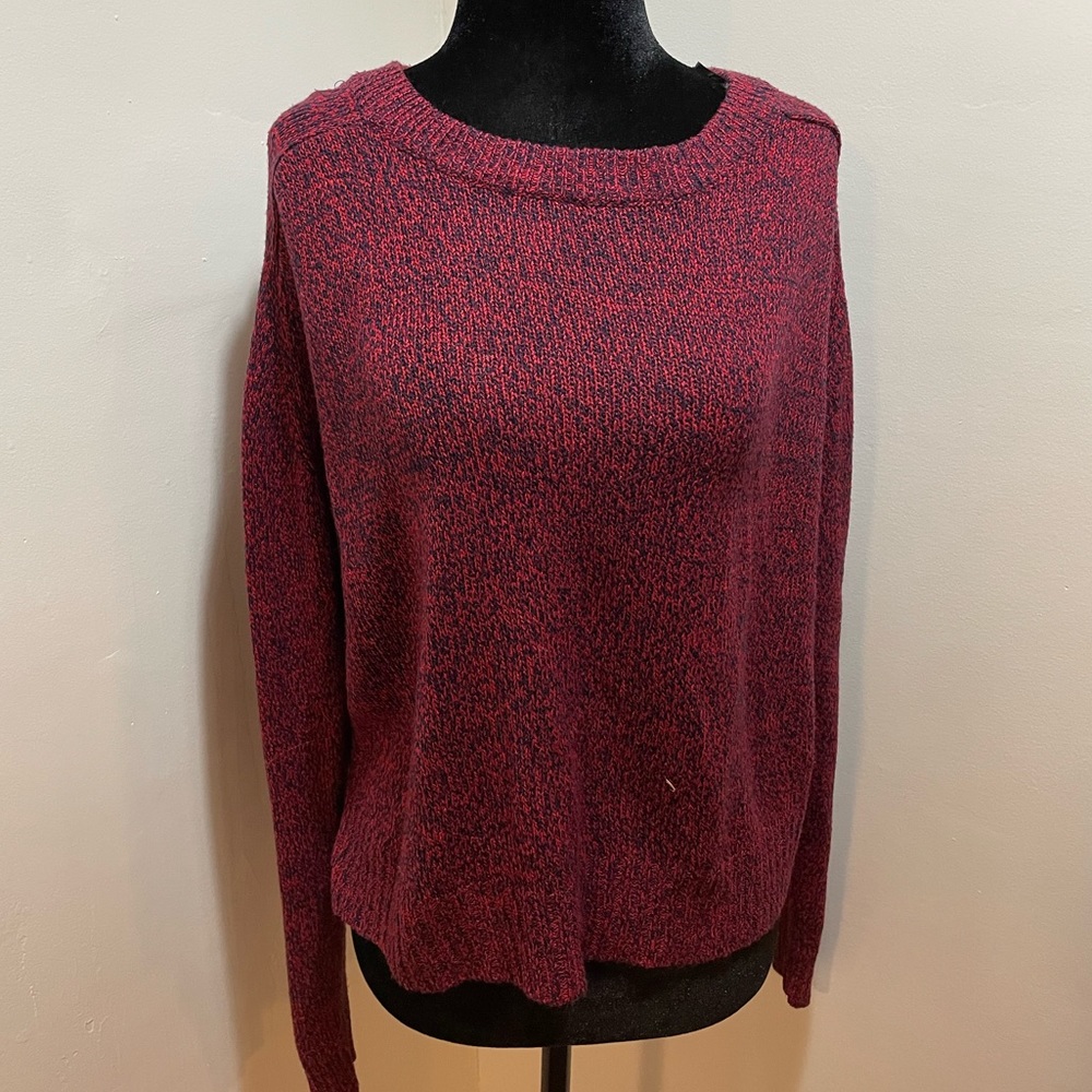 Burgundy knit crop sweater